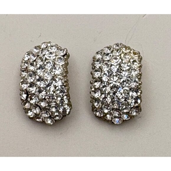 Vintage Rhinestone Stud Earrings with Silver Tone Setting Sparkly - Picture 6 of 6